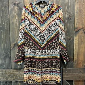 NWT Laundry by‎ Shelli Segal Pleated Mini Dress S Black Multi Career Office